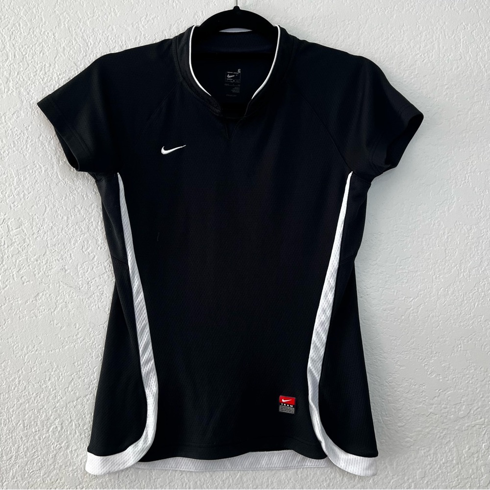 Nike Team Black Short Sleeve Softball Pullover V Neck Shirt Women’s Size Large